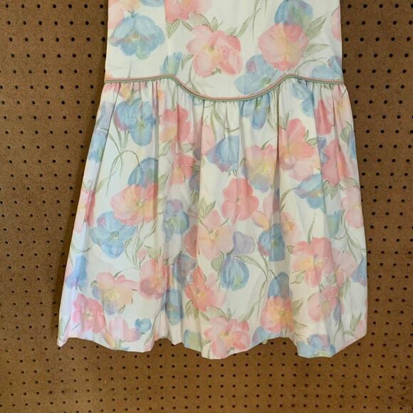 Vintage Floral Dress Pastel Drop Waist Spring Easter Girls 90s 80s Cottagecore - Picture 3 of 8